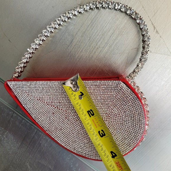 Small Red Heart Purse with Silver Rhinestones - Picture 3 of 7